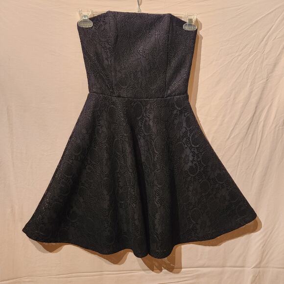 Aqua Dark Romantic Sz S Black Lace Strapless Sweetheart Fit & Flare Party Dress - Picture 8 of 8